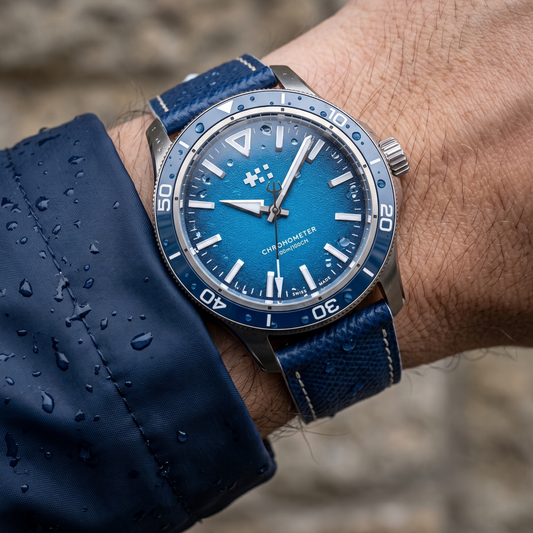 Blueberry Cream__Navy Blue White Epsom Italian Leather Watch strap
