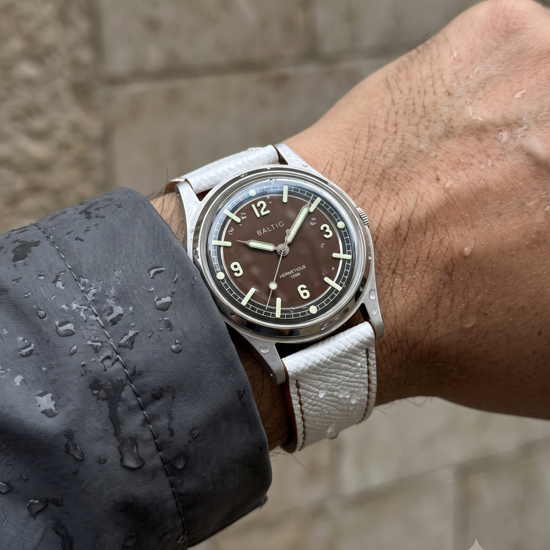 Cappuccino Cream__White Brown Epsom Italian Leather Watch strap 