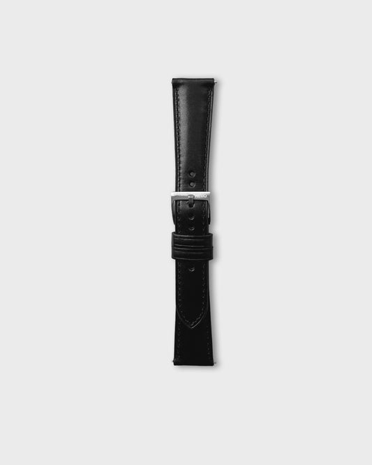 Noir (Black)__Black Leather Dress watch strap 18mm / 19mm / 20mm / 22mm