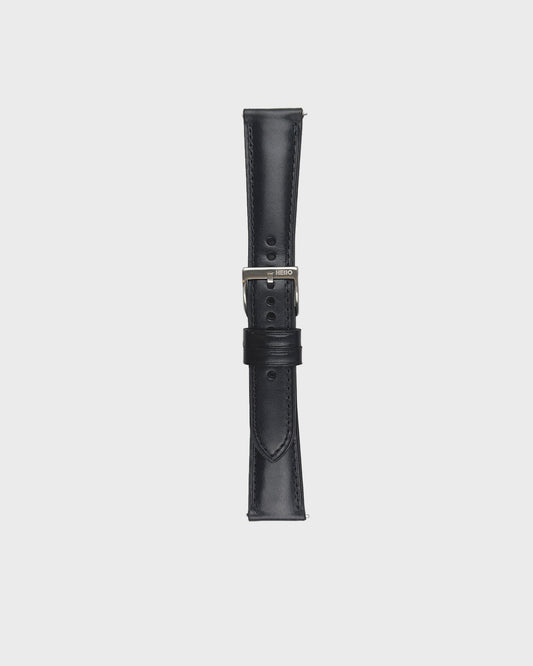 Noir (Black)__Black Leather Dress watch strap 18mm / 19mm / 20mm / 22mm