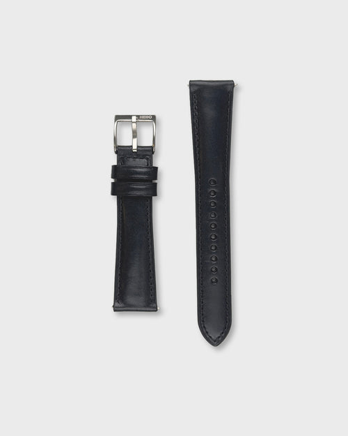 Noir (Black)__Black Leather Dress watch strap 18mm / 19mm / 20mm / 22mm