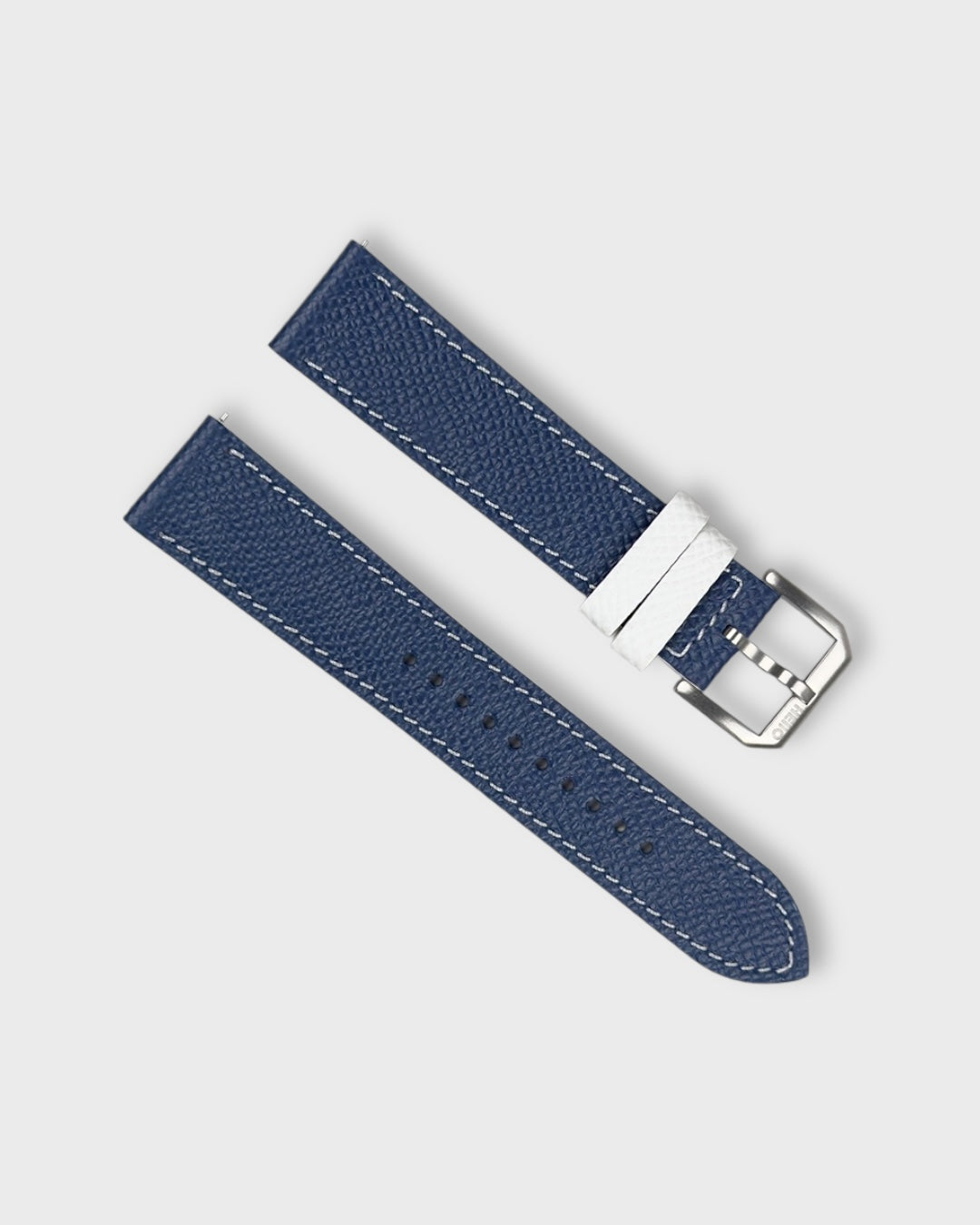 Blueberry Cream__Navy Blue White Epsom Italian Leather Watch strap