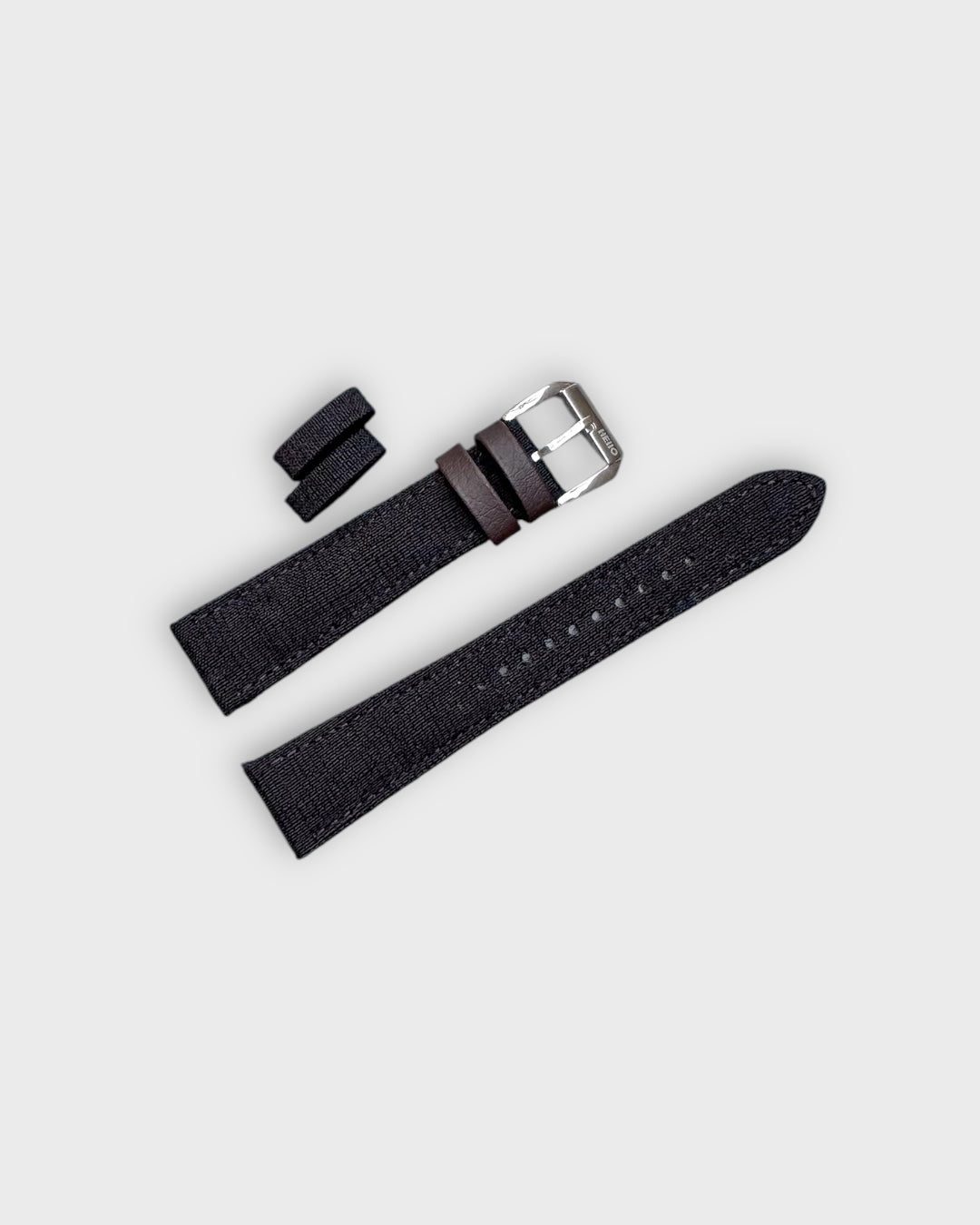 Noir Weave__Black Khadi fabric watch strap 18mm
