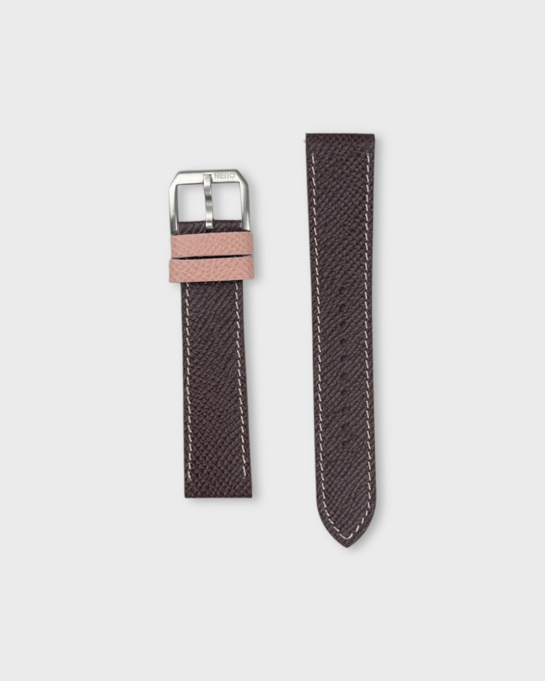 Chocolate Rose__Brown Pink Epsom Italian Leather Watch strap