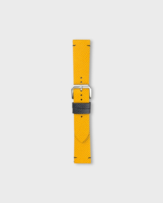 Honeycomb Crunch__Italian Epsom Leather watch strap Yellow 22mm