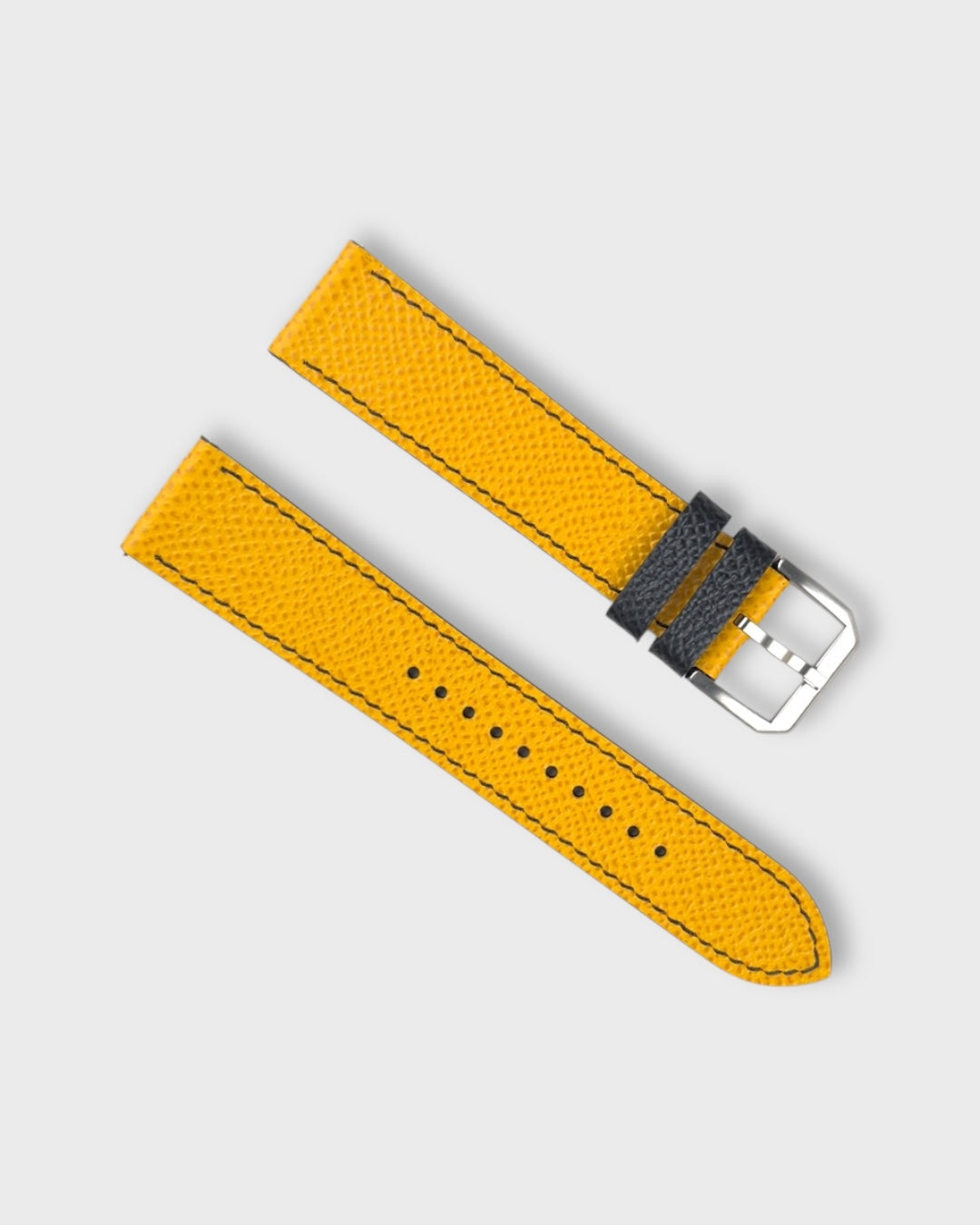 Honeycomb Crunch__Yellow Black Epsom Italian Leather Watch strap