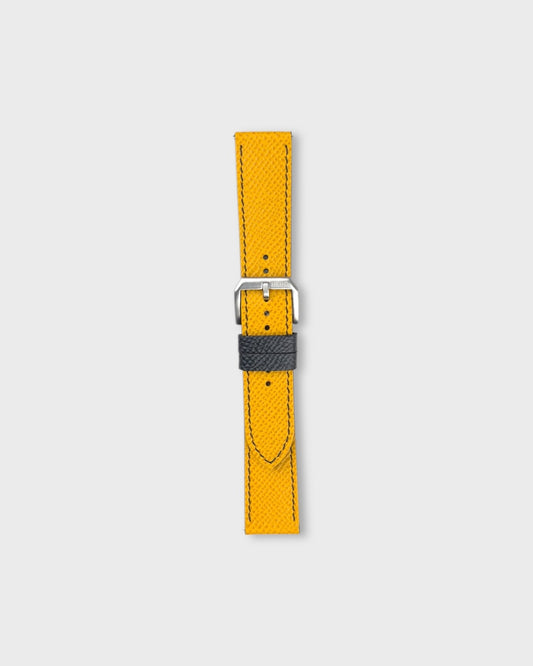 Honeycomb Crunch__Yellow Black Epsom Italian Leather Watch strap