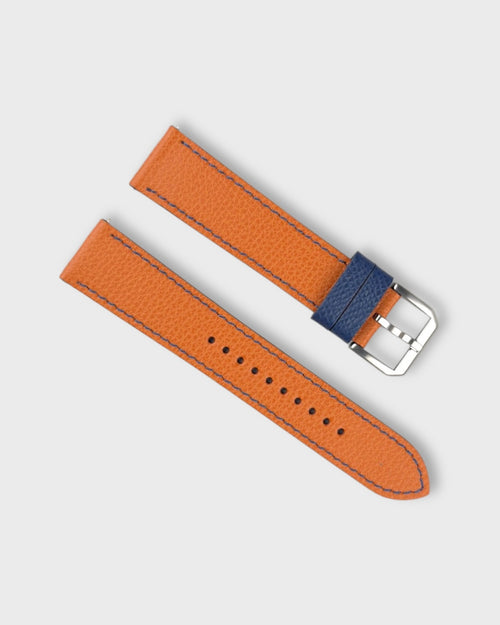 Marmalade Twist__Orange Navy Blue Epsom Italian Leather Watch strap