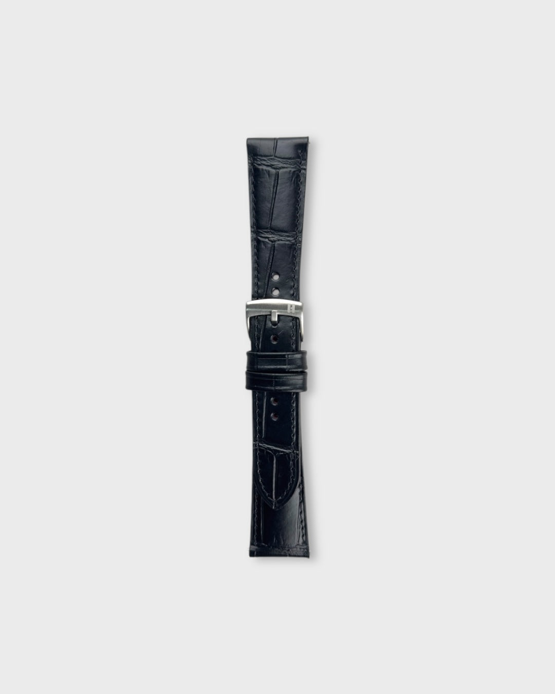 Tuxedo__Black croc printed italian Leather watch strap