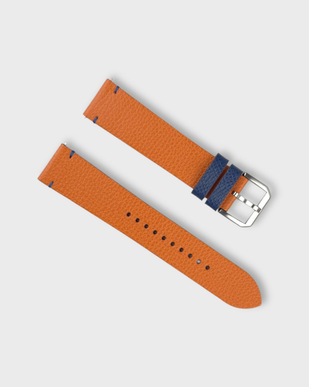 Marmalade Twist__Epsom Leather Watch Strap in Orange & Blue Colour Size 18mm, 20mm, 22mm