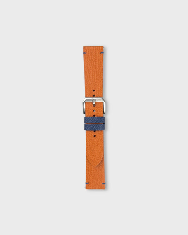 Marmalade Twist__Epsom Leather Watch Strap in Orange & Blue Colour Size 18mm, 20mm, 22mm