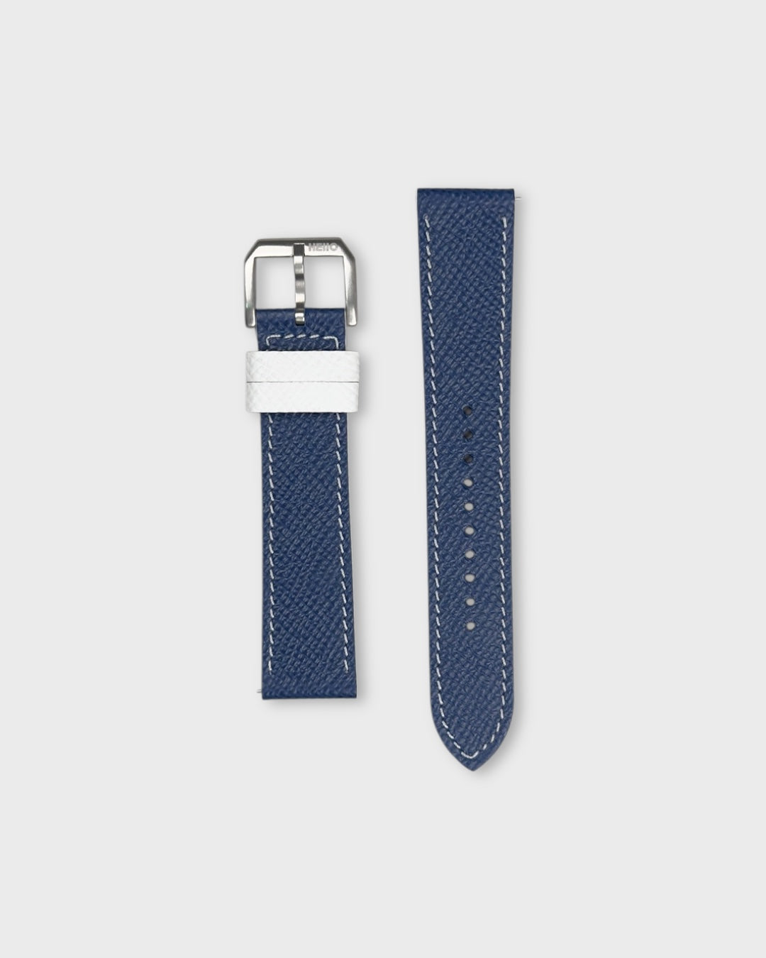 Blueberry Cream__Navy Blue White Epsom Italian Leather Watch strap