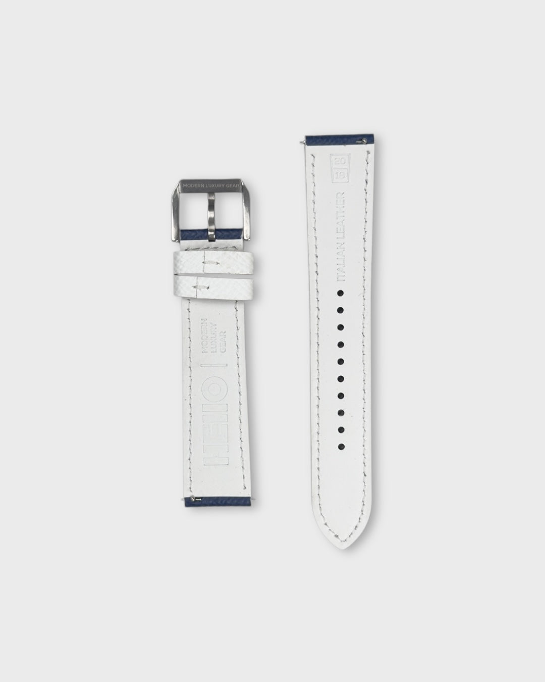 Blueberry Cream__Navy Blue White Epsom Italian Leather Watch strap
