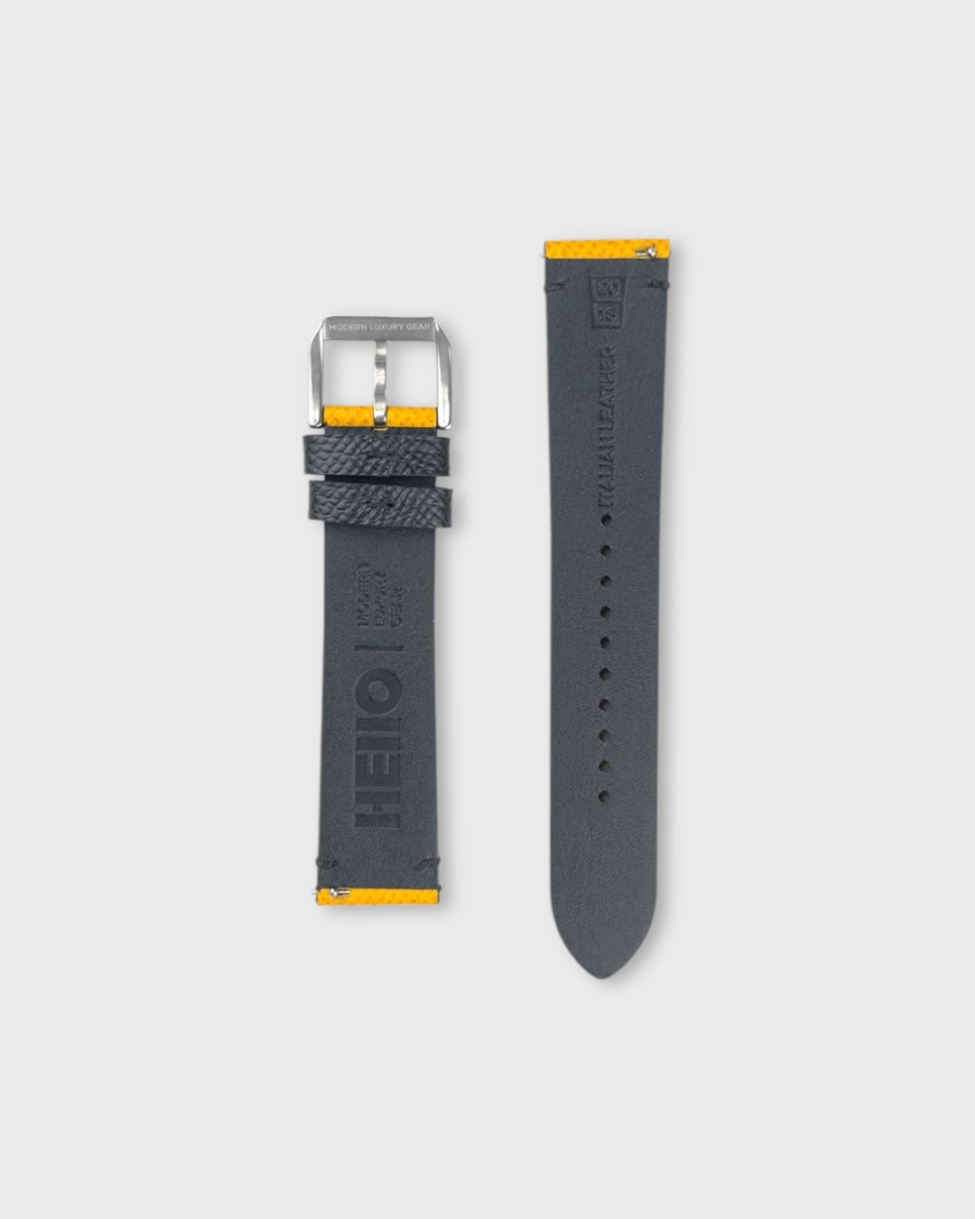 Honeycomb Crunch__Italian Epsom Leather watch strap Yellow 22mm