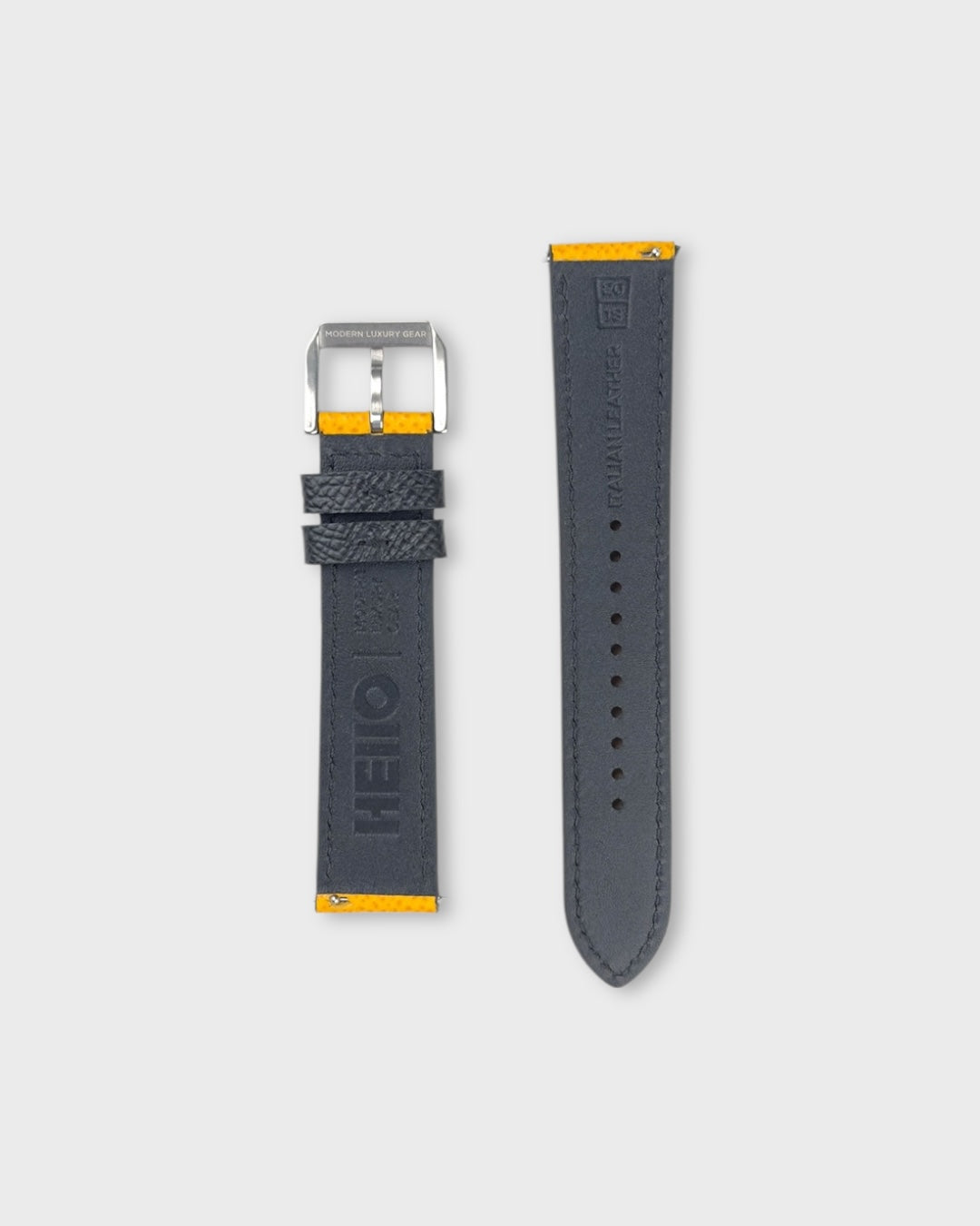 Honeycomb Crunch__Yellow Black Epsom Italian Leather Watch strap