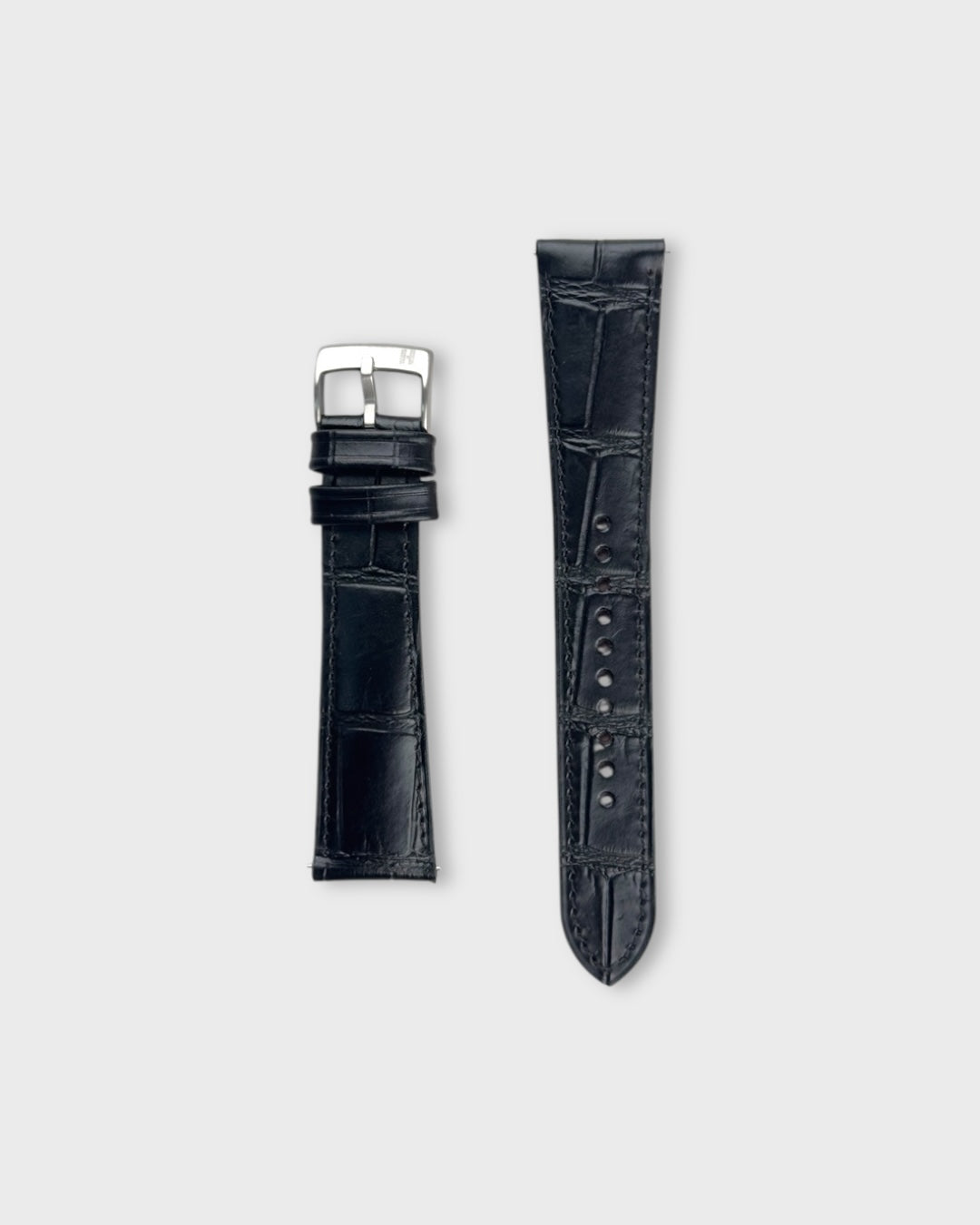 Tuxedo__Black croc printed italian Leather watch strap
