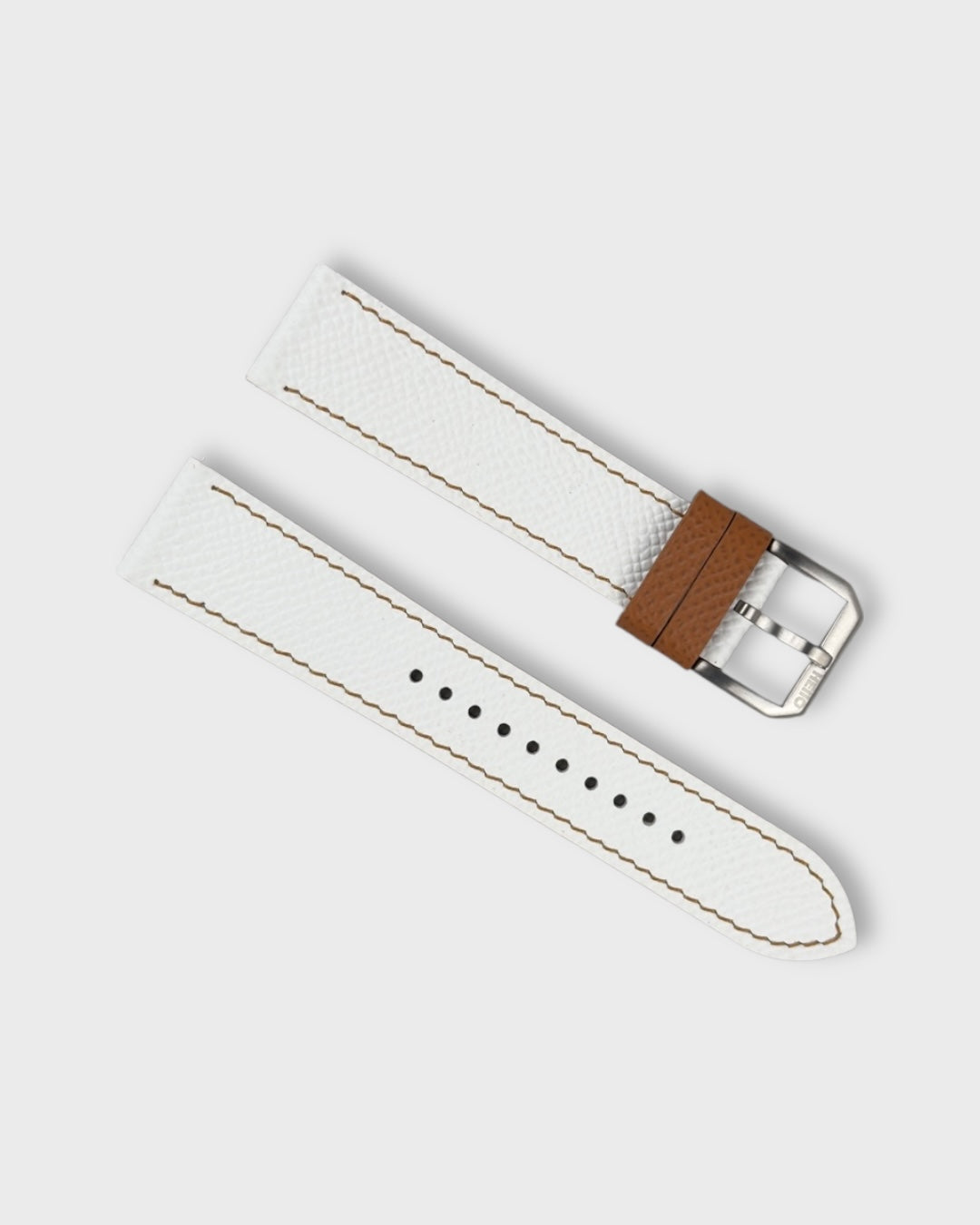 Cappuccino Cream__White Brown Epsom Italian Leather Watch strap 