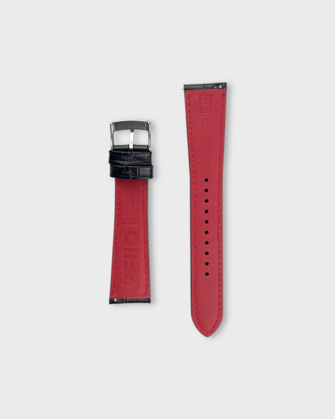 Tuxedo__Black croc printed italian Leather watch strap