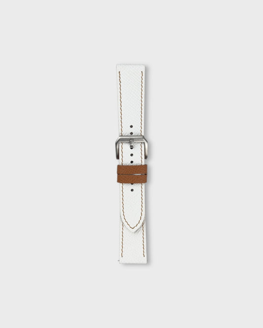Cappuccino Cream__White Brown Epsom Italian Leather Watch strap 