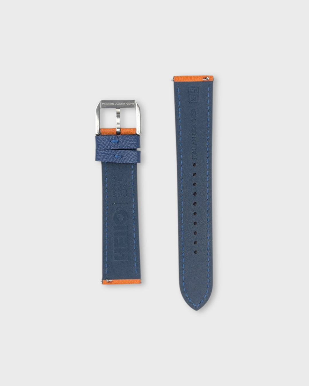 Marmalade Twist__Orange Navy Blue Epsom Italian Leather Watch strap