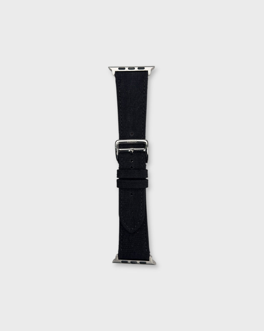 Noir Weave__Apple Watch Strap Golden in Khadi Silk Fabric In Black colour