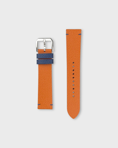 Marmalade Twist__Epsom Leather Watch Strap in Orange & Blue Colour Size 18mm, 20mm, 22mm