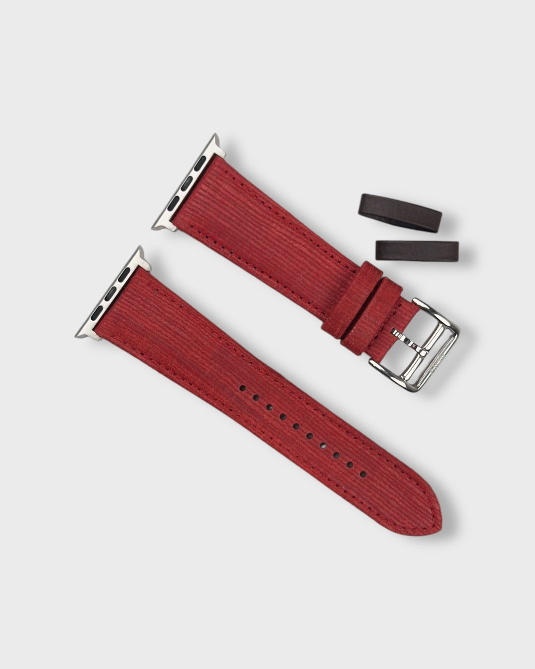 Crimson Drap__Apple Watch Strap in Khadi Silk Fabric in Red colour