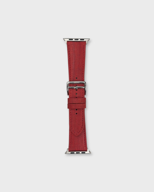 Crimson Drap__Apple Watch Strap in Khadi Silk Fabric in Red Colour