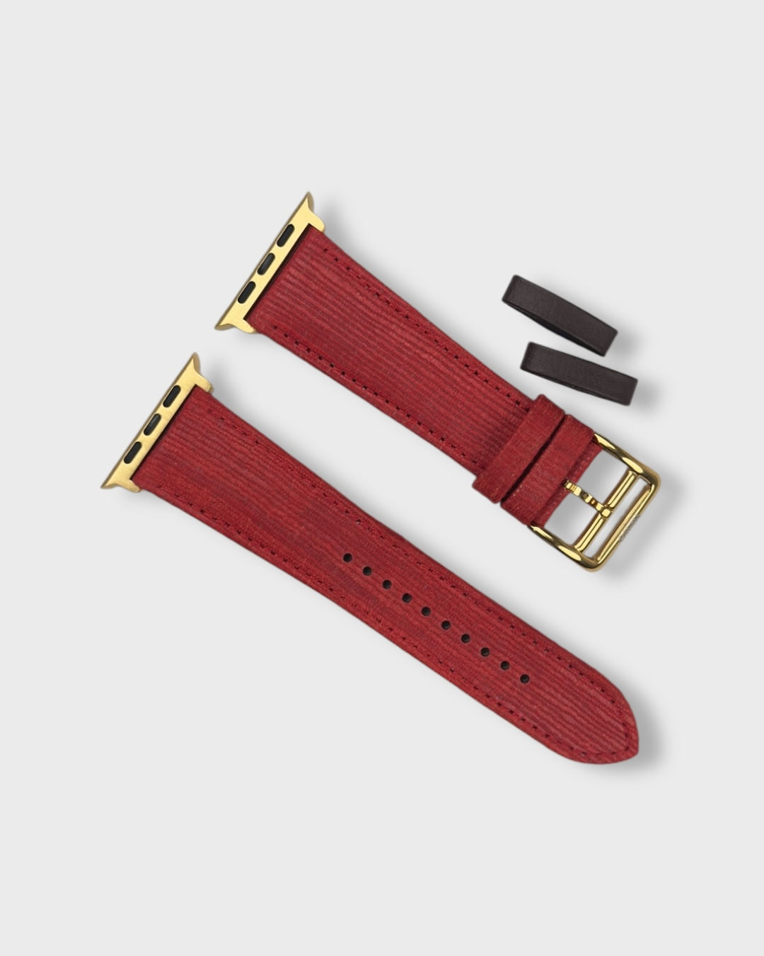 Crimson Drap__Apple Watch Strap Golden in Khadi Silk Fabric