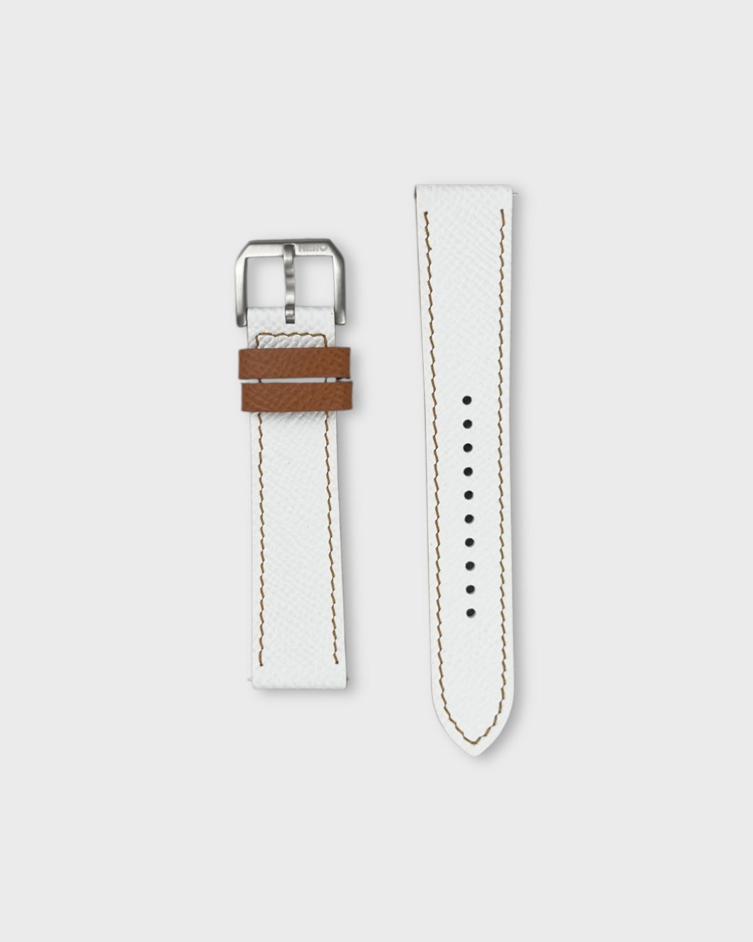 Cappuccino Cream__White Brown Epsom Italian Leather Watch strap 
