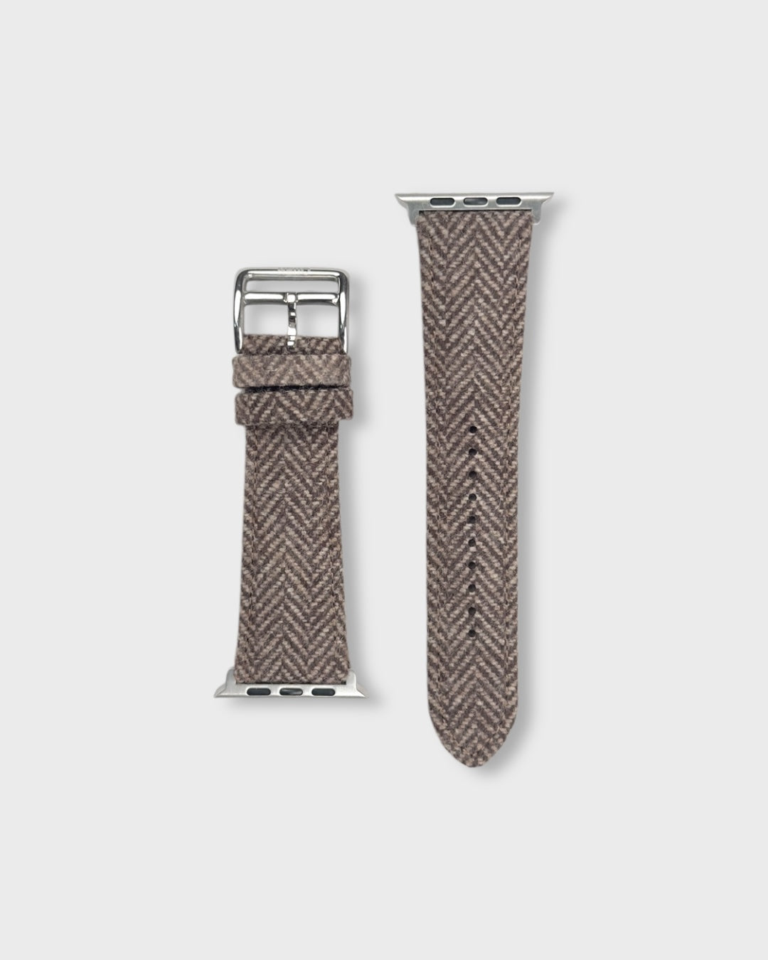 Truffle__Fabric Apple Watch Strap in brown coloured Tweed