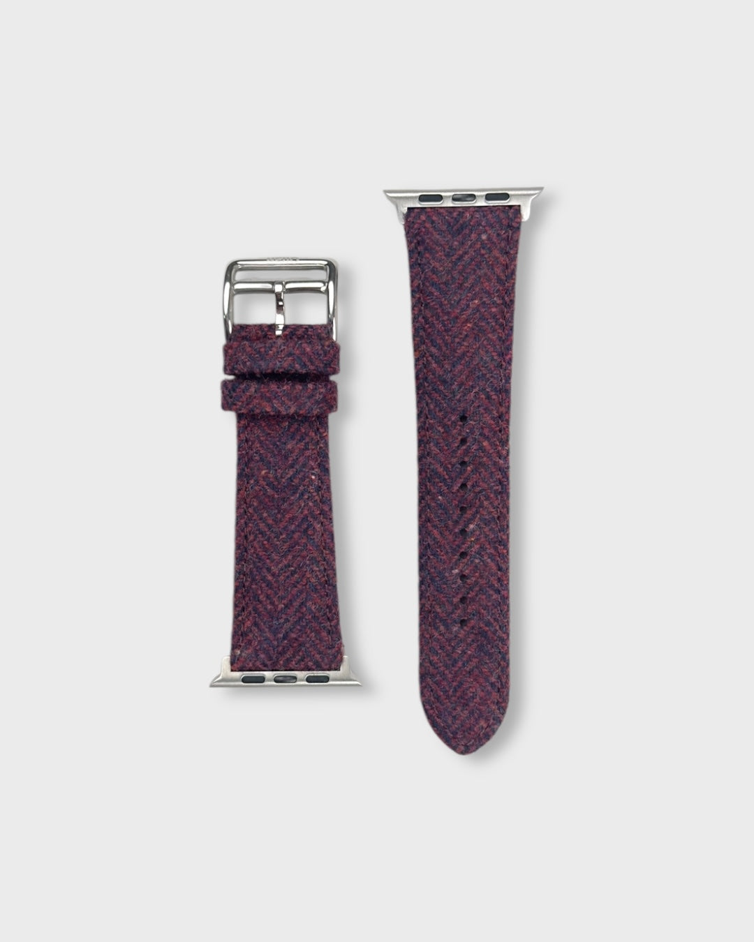 Merlot__Fabric Apple Watch Strap in Red coloured Tweed