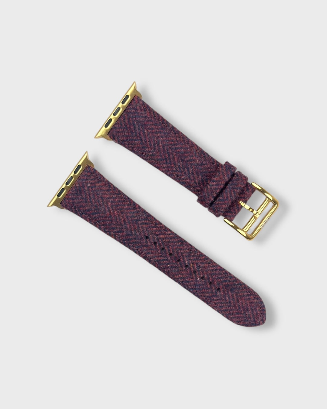 Merlot__Fabric Apple Watch Strap in Red coloured Tweed