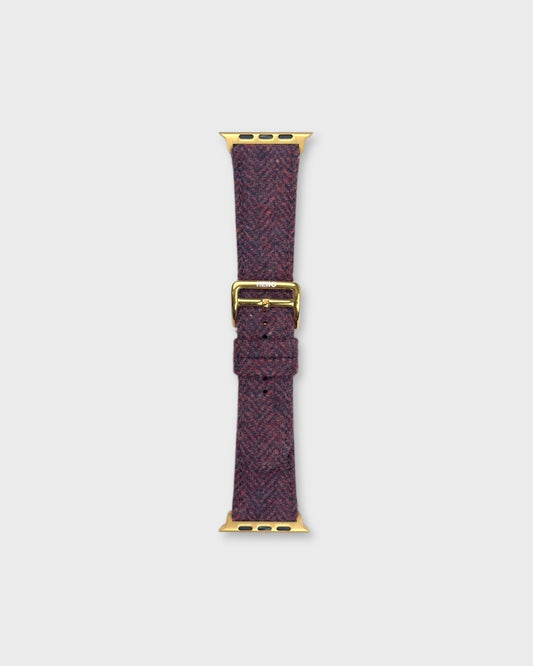 Merlot__Fabric Apple Watch Strap in Red coloured Tweed