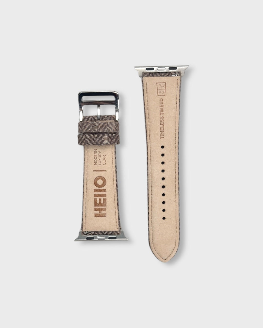 Truffle__Fabric Apple Watch Strap in brown coloured Tweed