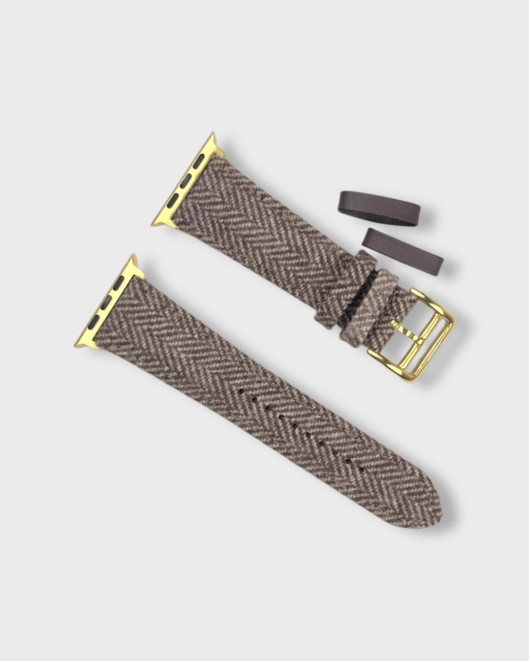 Truffle__Fabric Apple Watch Strap in brown coloured Tweed