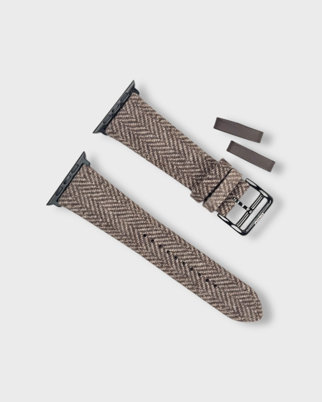 Truffle__Fabric Apple Watch Strap in brown coloured Tweed