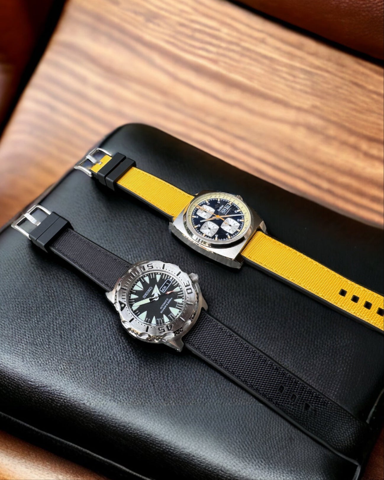 Reef__ 22mm rubber watch strap sailcloth FKM rubber 100% Vegan yellow color
