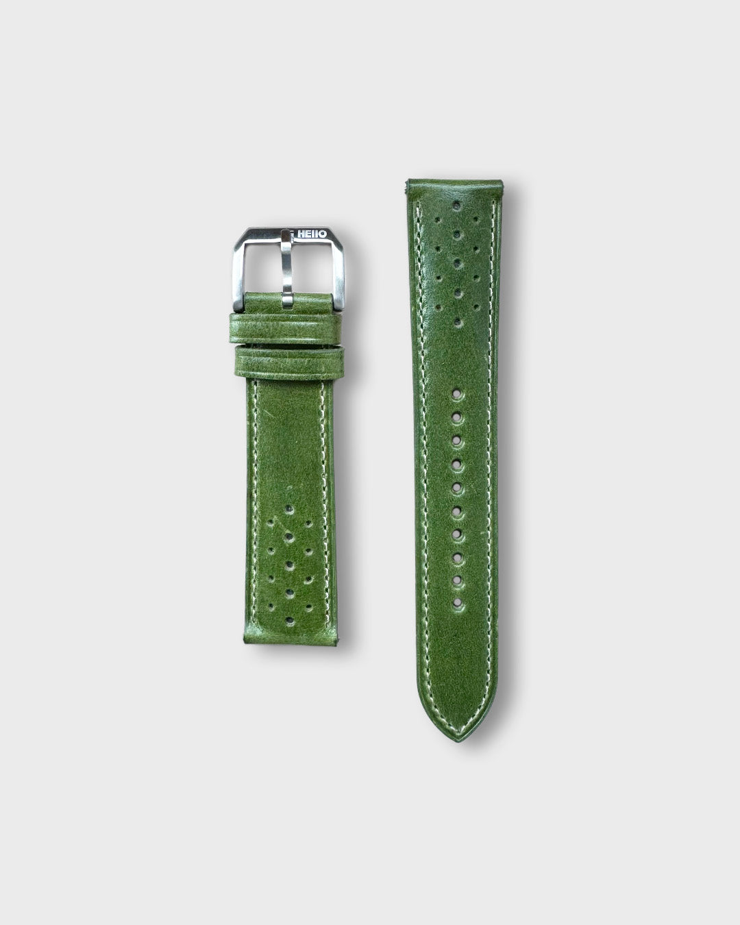MONZA (Vintage Green)__Green leather watch strap_Racer Style_20mm / 22mm