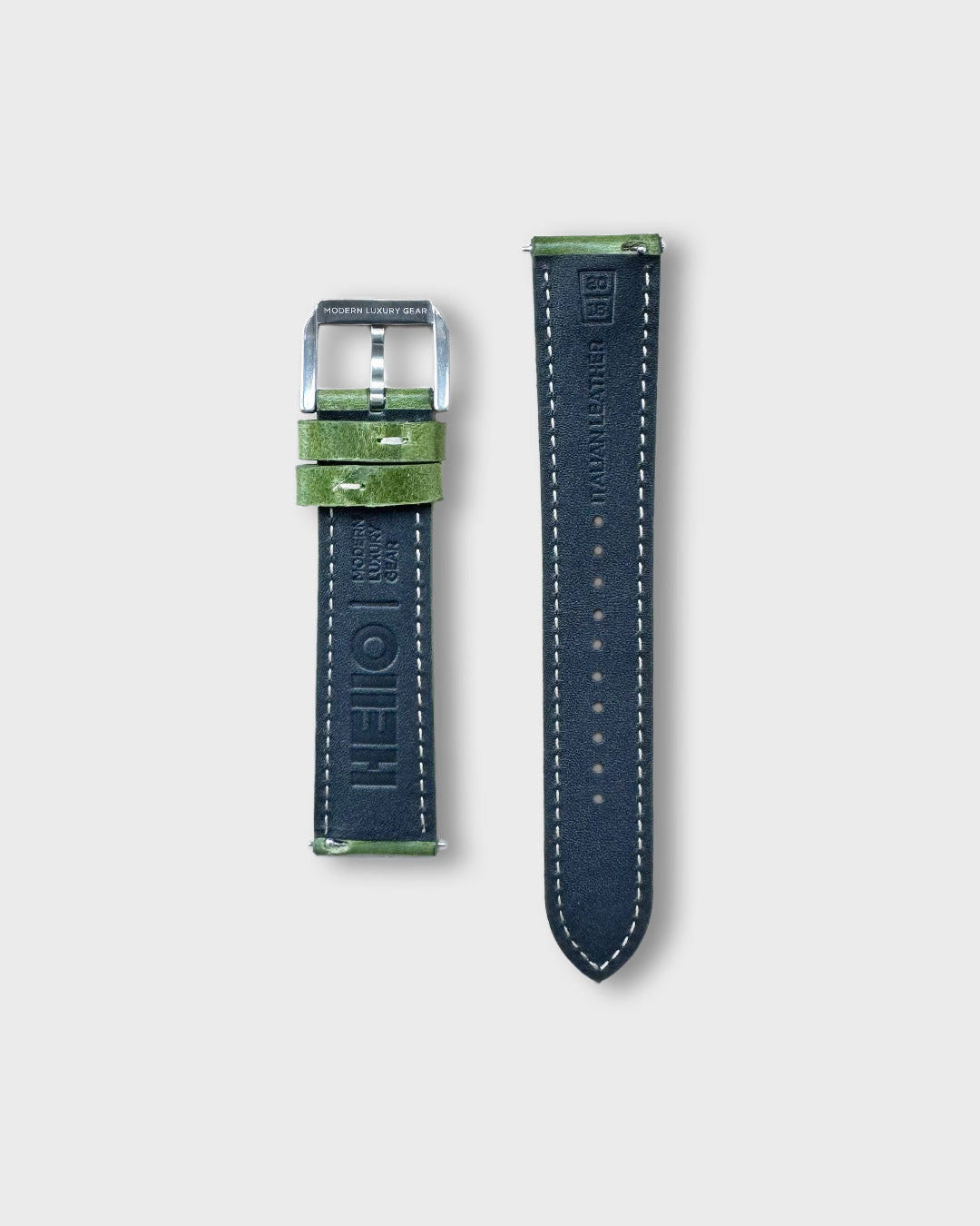 MONZA (Vintage Green)__Green leather watch strap_Racer Style_20mm / 22mm