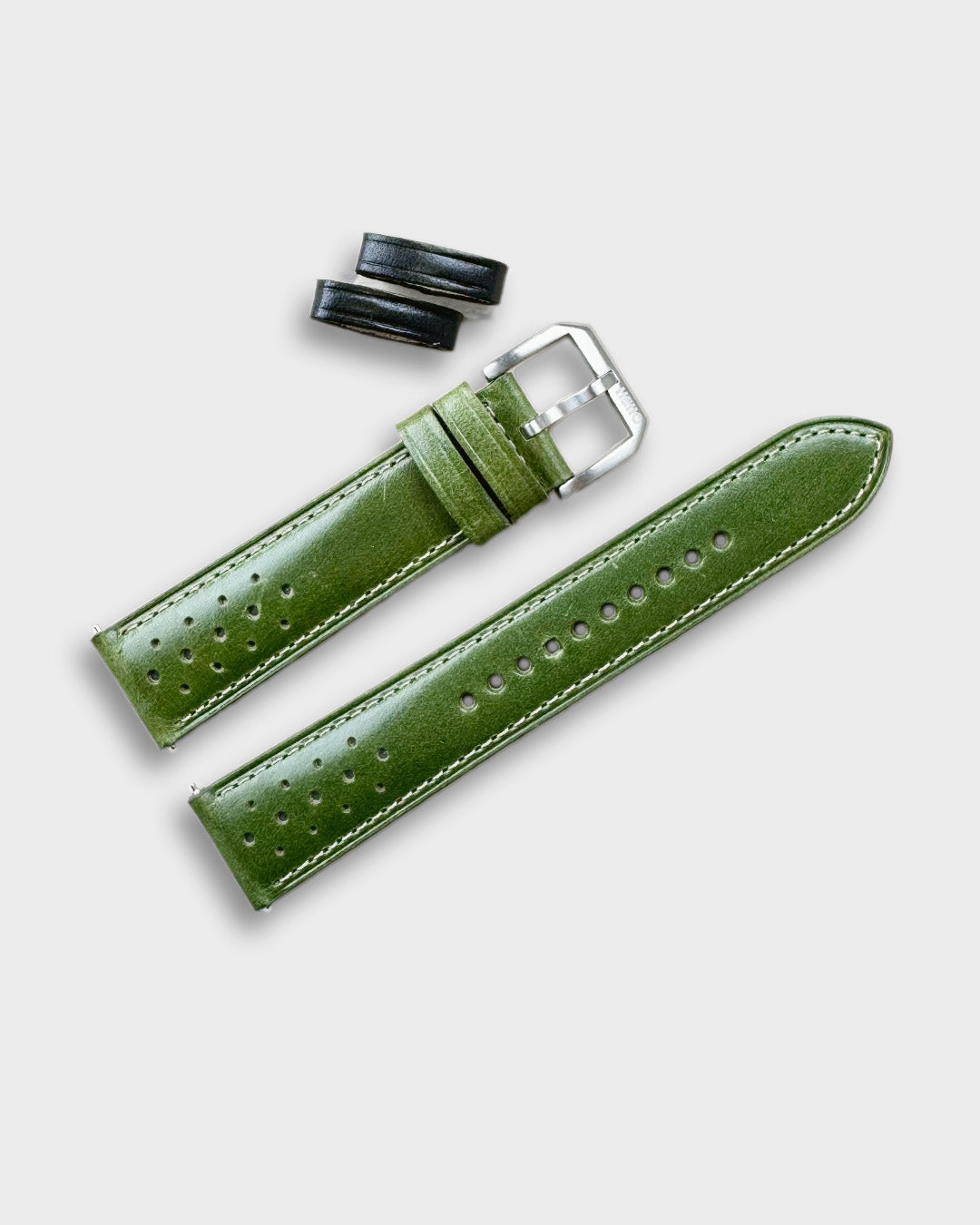MONZA (Vintage Green)__Green leather watch strap_Racer Style_20mm / 22mm