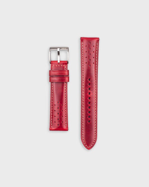 MONACO (Evening Red)__Racer Style Red Italian Aniline leather watch strap in Sizes 20mm / 22mm