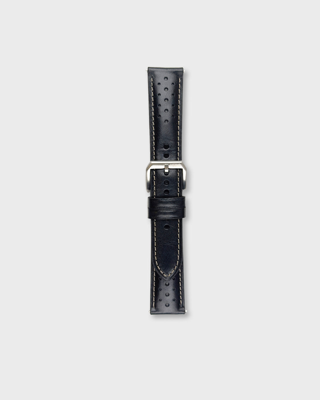 IMOLA (Black)__Black leather watch strap_Racer Style_20mm / 22mm