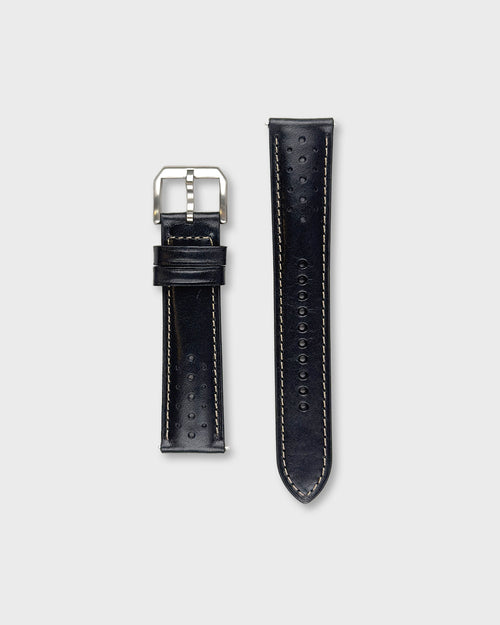 IMOLA (Black)__Black leather watch strap_Racer Style_20mm / 22mm