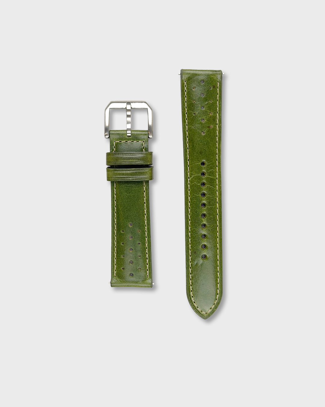 MONZA (Vintage Green)__Green leather watch strap_Racer Style_20mm / 22mm