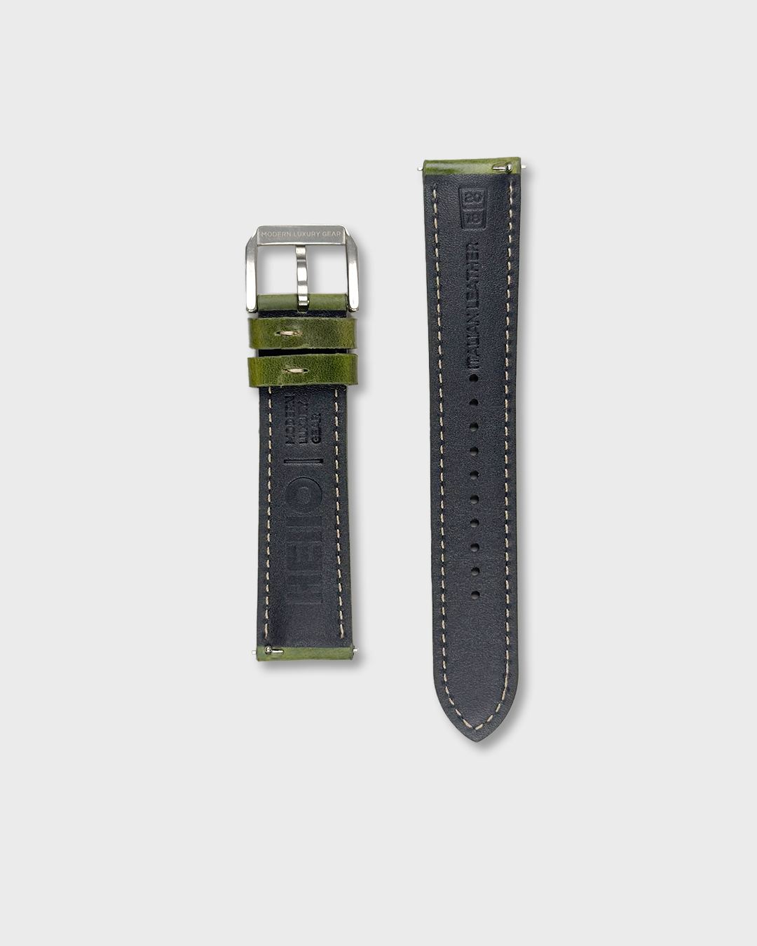 MONZA (Vintage Green)__Green leather watch strap_Racer Style_20mm / 22mm