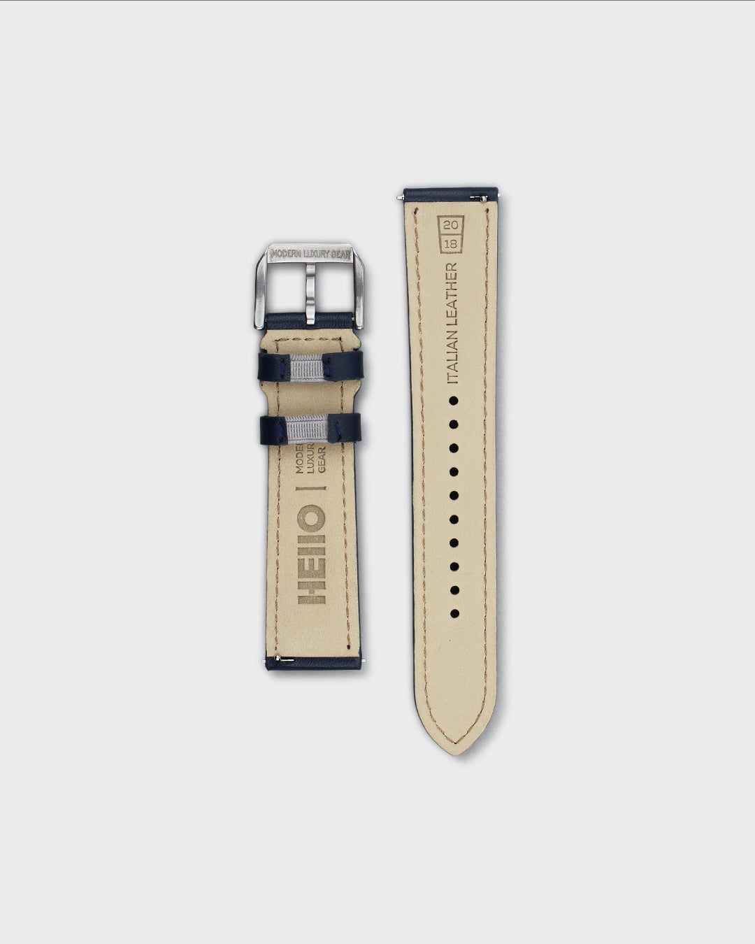 Atlantic (Navy)__Premium Italian Napa Leather Watch strap by Hello EDC in Navy colour and 18mm, 20mm & 22mm lug width sizes with FLEXA keeper system