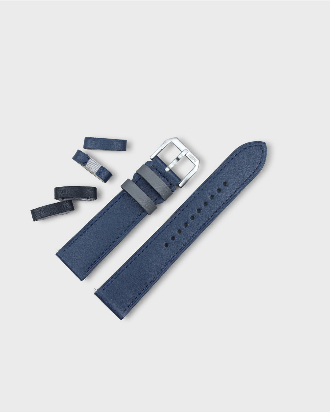 Atlantic (Navy)__Premium Italian Napa Leather Watch strap by Hello EDC in Navy colour and 18mm, 20mm & 22mm lug width sizes with FLEXA keeper system