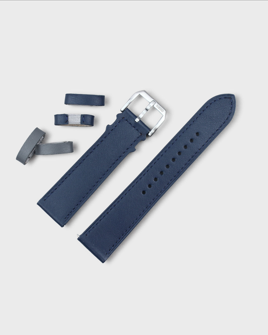 Atlantic (Navy)__Premium Italian Napa Leather Watch strap by Hello EDC in Navy colour and 18mm, 20mm & 22mm lug width sizes with FLEXA keeper system