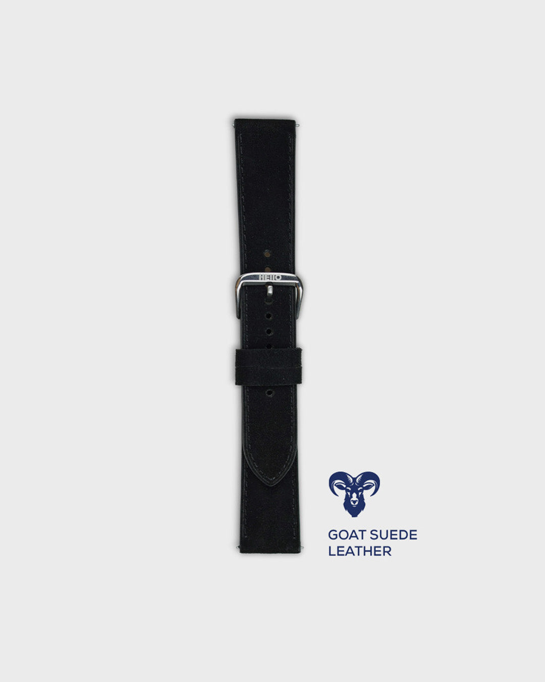 Winter Night__Premium Watch Strap in Goat Suede leather Black Colour with Silver SS Finish Buckle